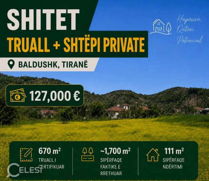 Shitet shtepi private + truall ne Baldushk .