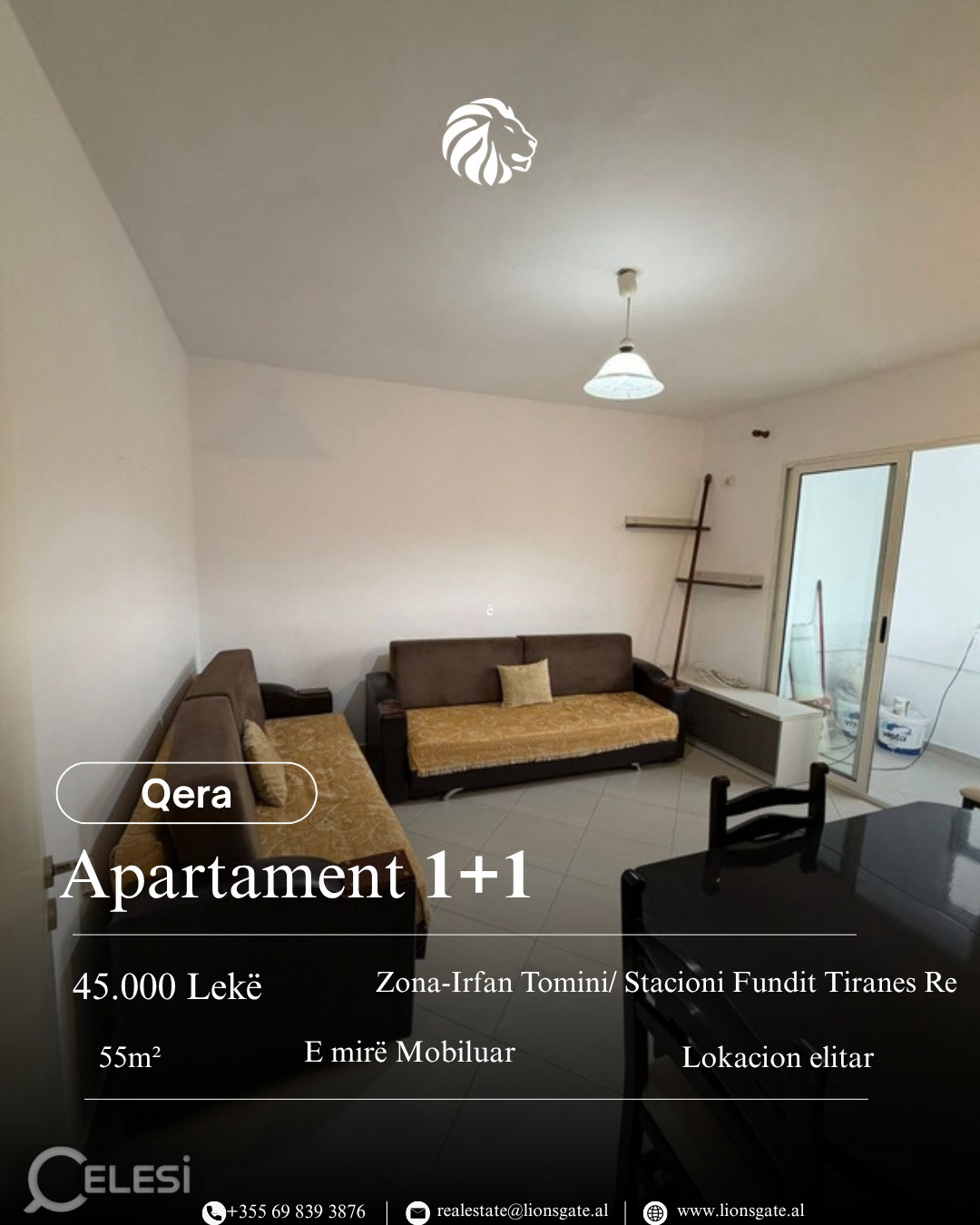 🏠 APARTAMENT 1+1 ME QIRA – IRFAN TOMINI, TIRANA E RE