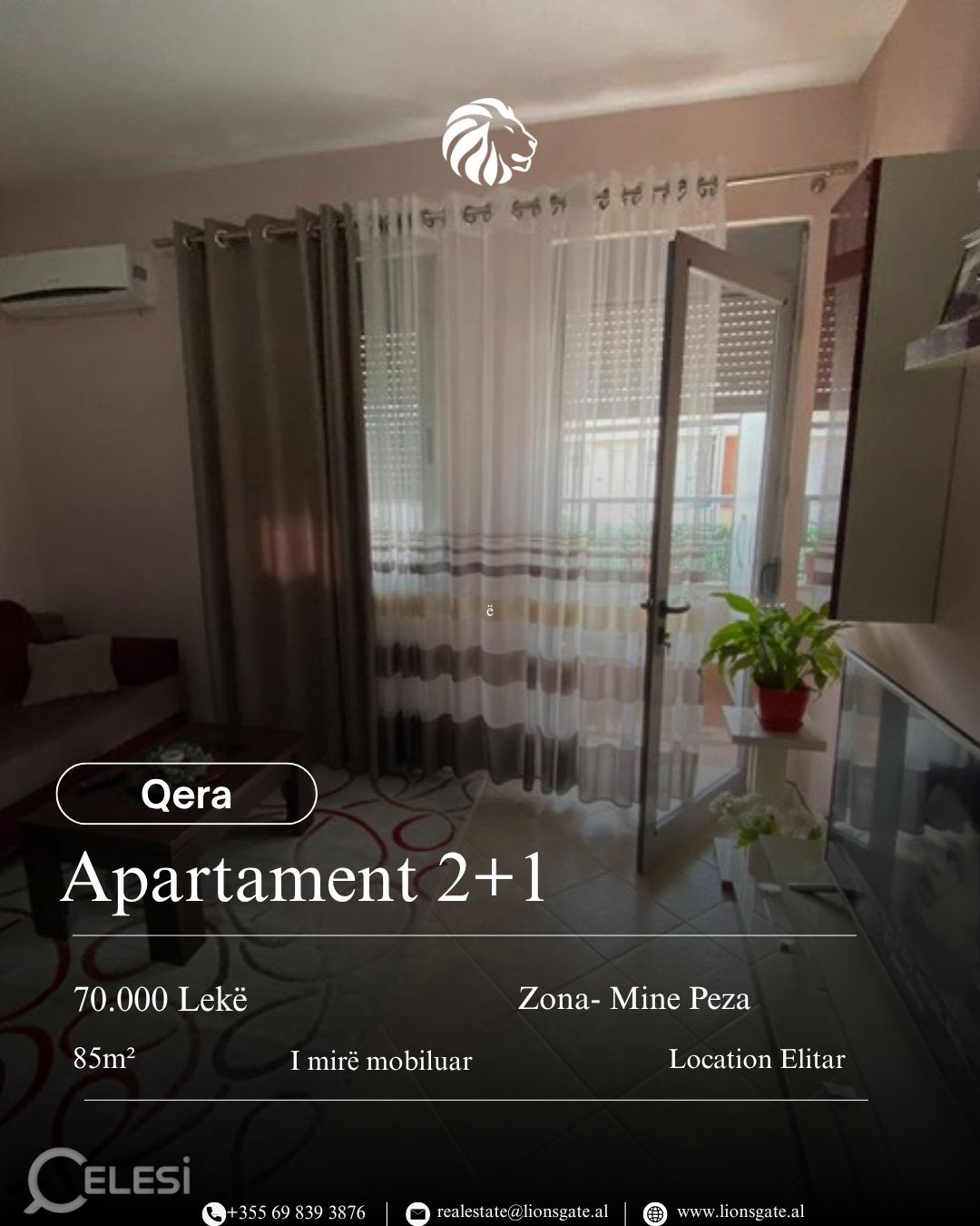 🏡 APARTAMENT 2+1 ME QIRA – MINE PEZA, TIRANË